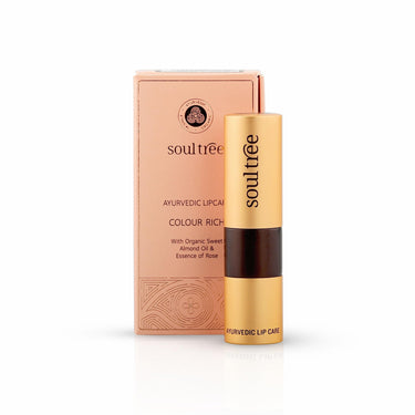 SoulTree Ayurvedic Lipstick - Candy Floss 636, 4gm | Creamy Texture | Enriched with Organic Ghee & Almond Oil | Moistured & Nourished Lips | 4gm